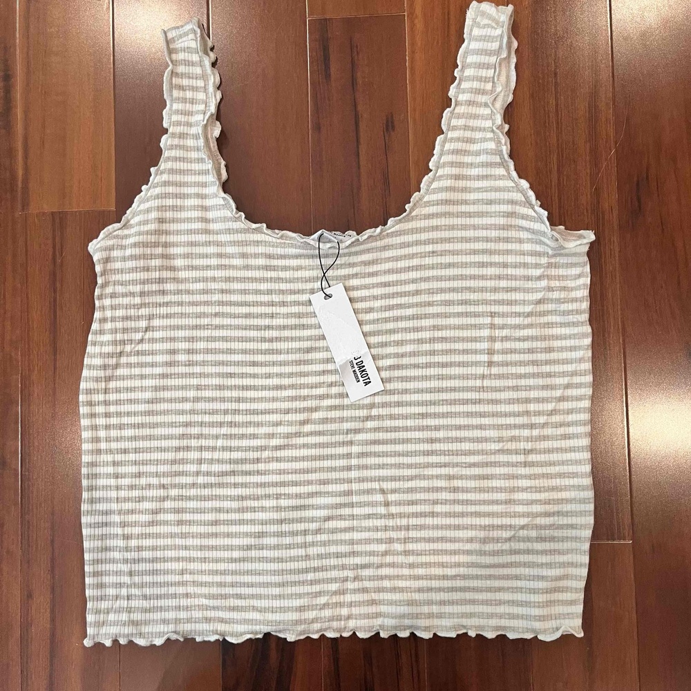 BB Dakota Tank Top Taupe Stripe Lettuce‎ Edge Steve Madden Crop Sleeveless Sz XL